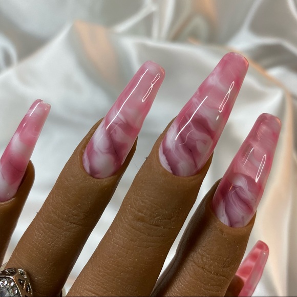 10 piece Press Ons Long Sculpted Coffin Size Small - Picture 7 of 12